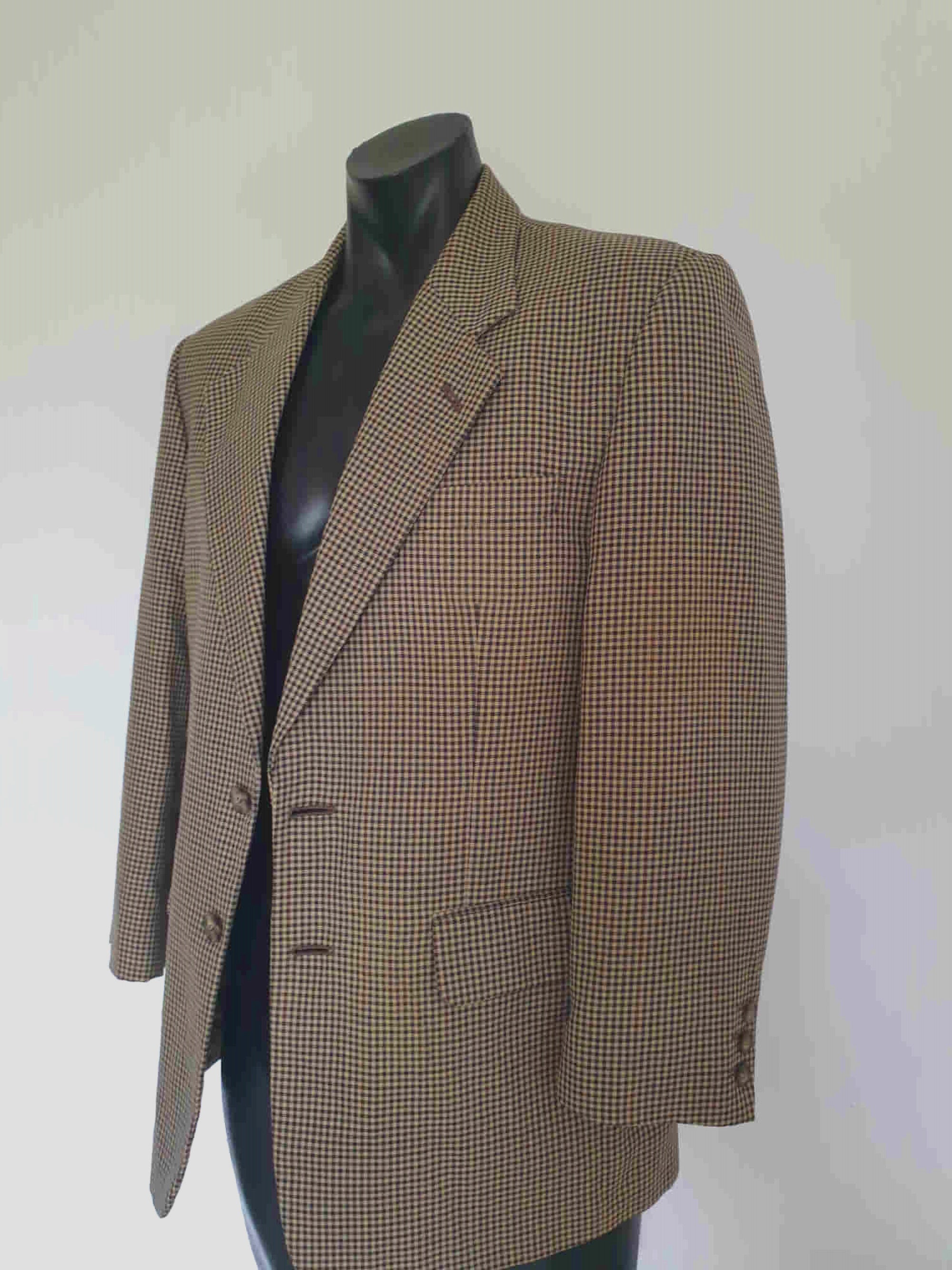 vintage beige houndstooth wool sports jacket by fletcher jones