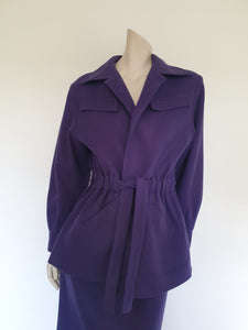1980s Power Dressing - Purple Wool Skirt Suit by Chiquita - M