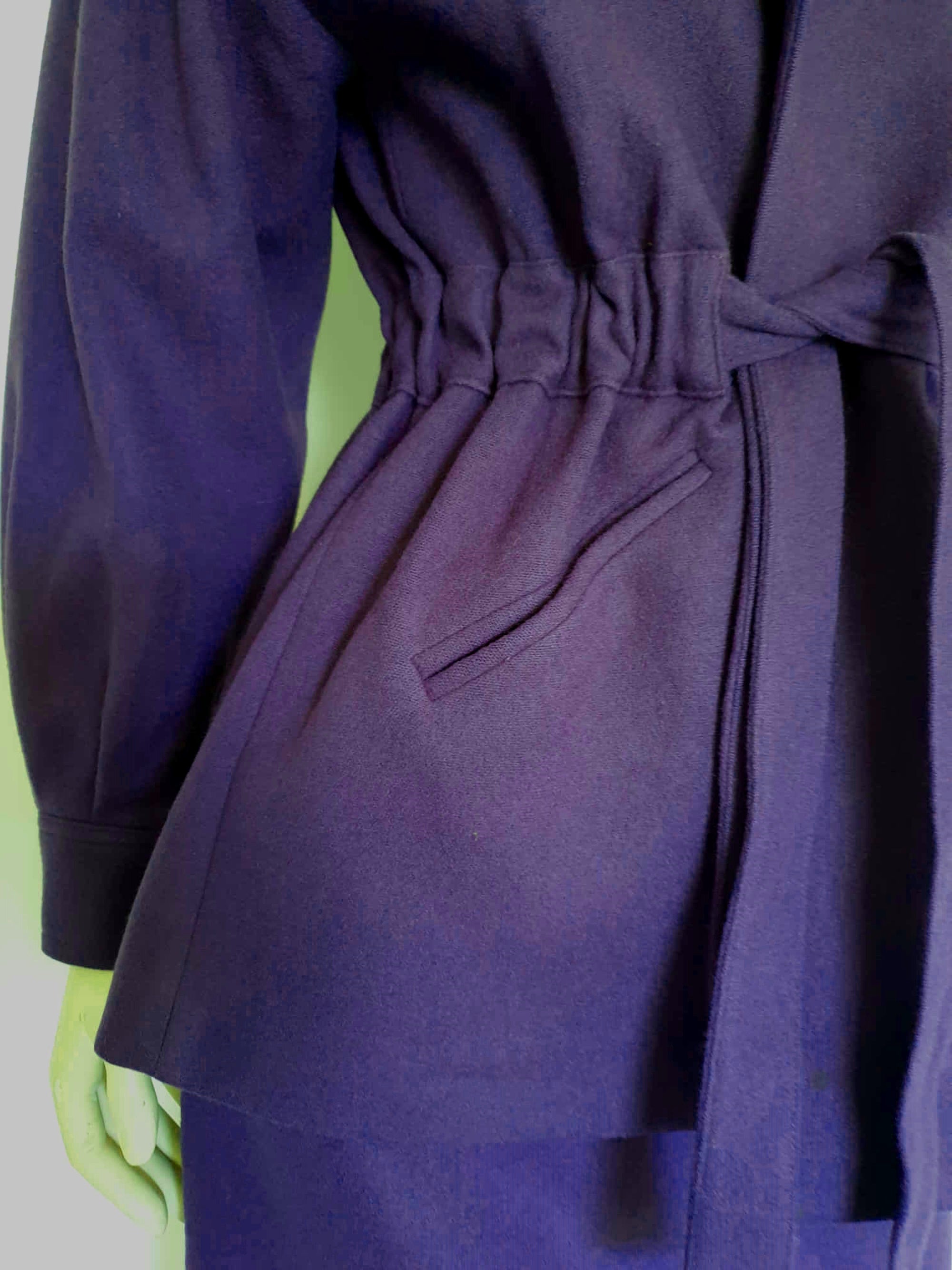 1980s Power Dressing - Purple Wool Skirt Suit by Chiquita - M