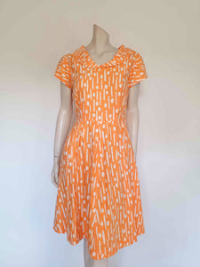 1960s vintage orange and white polka dot cotton dress medium
