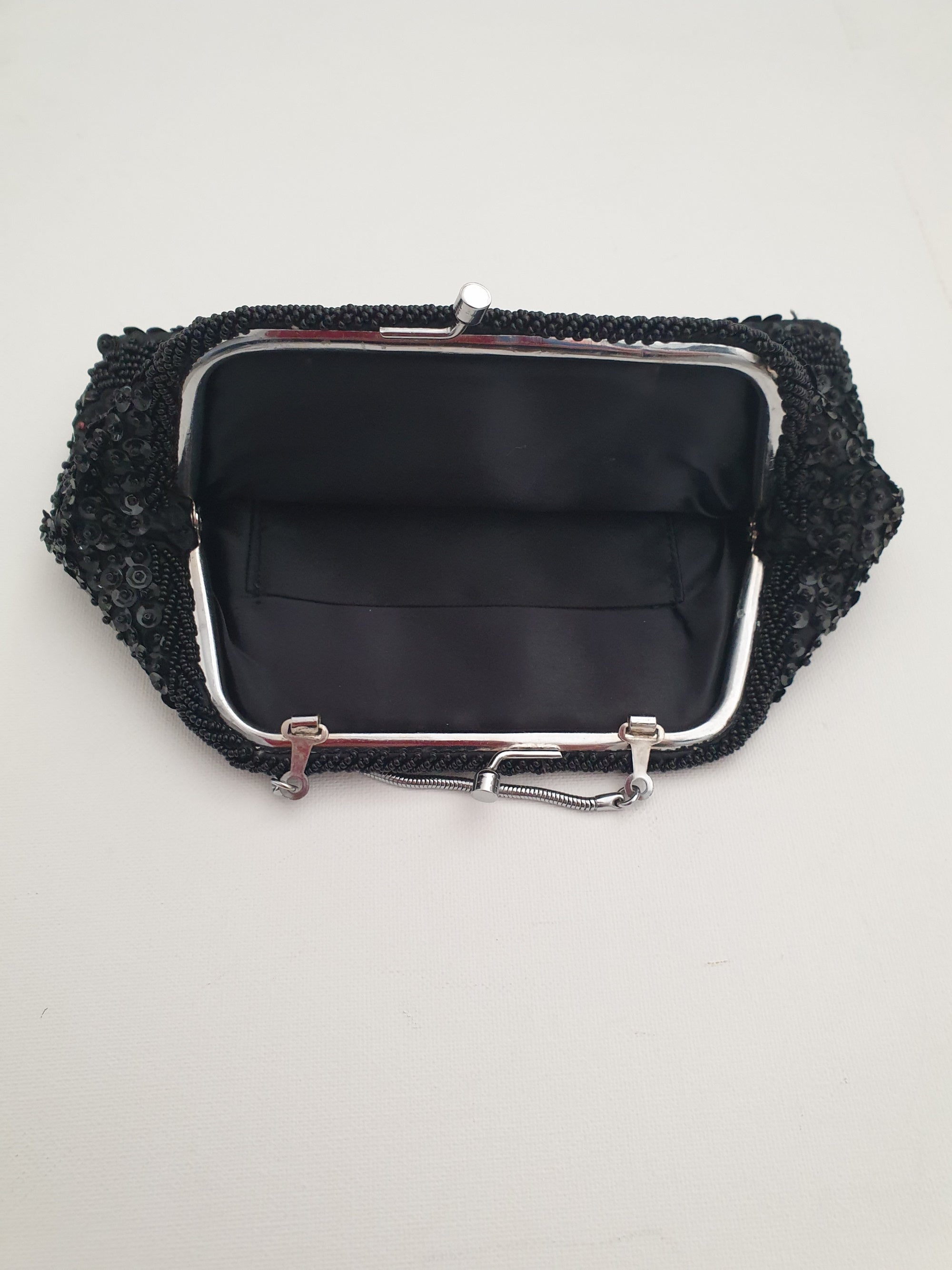1960s vintage black beaded evening bag or purse