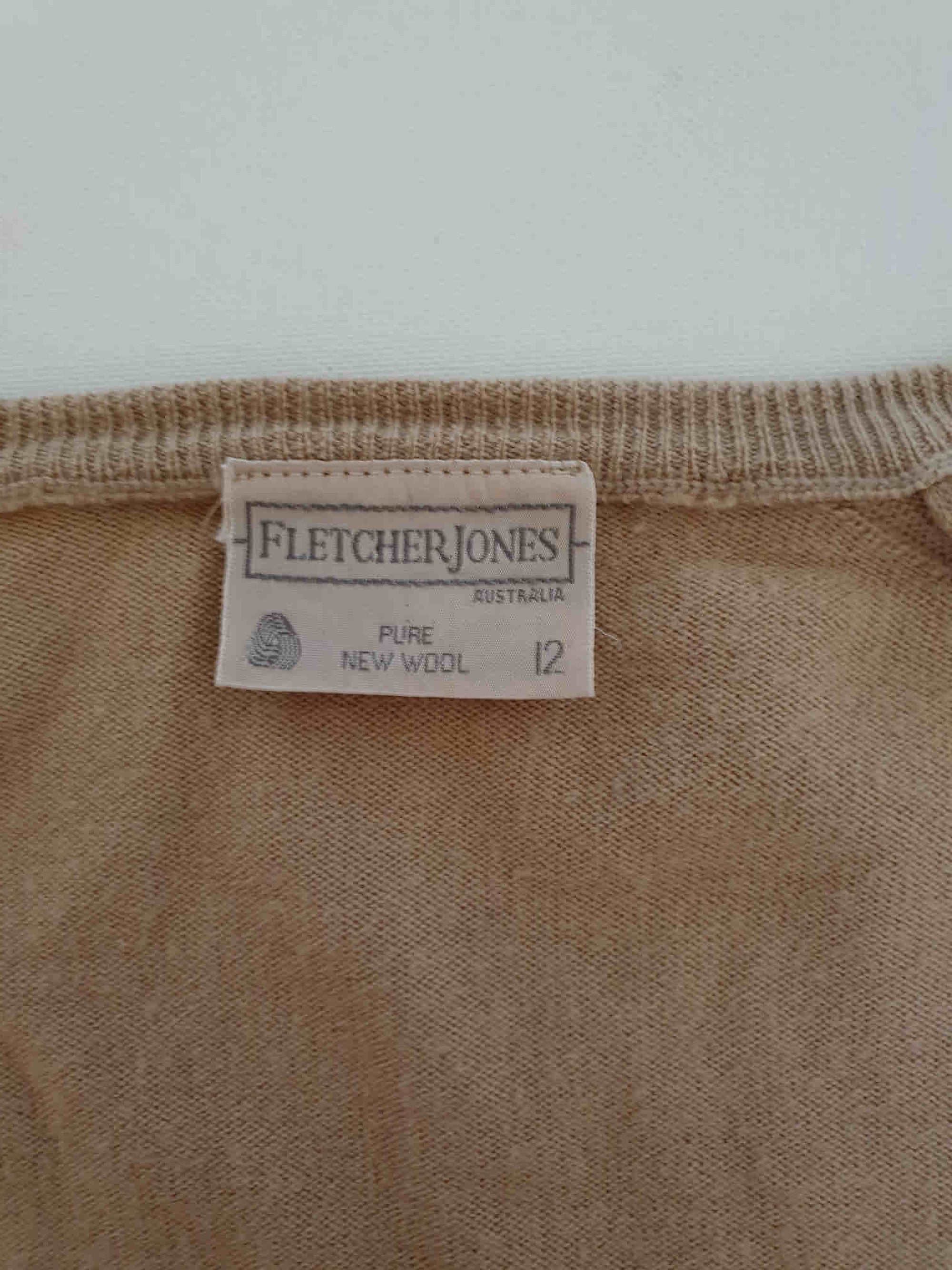 vintage beige wool cardigan by fletcher jones 1970s-1980s - Small