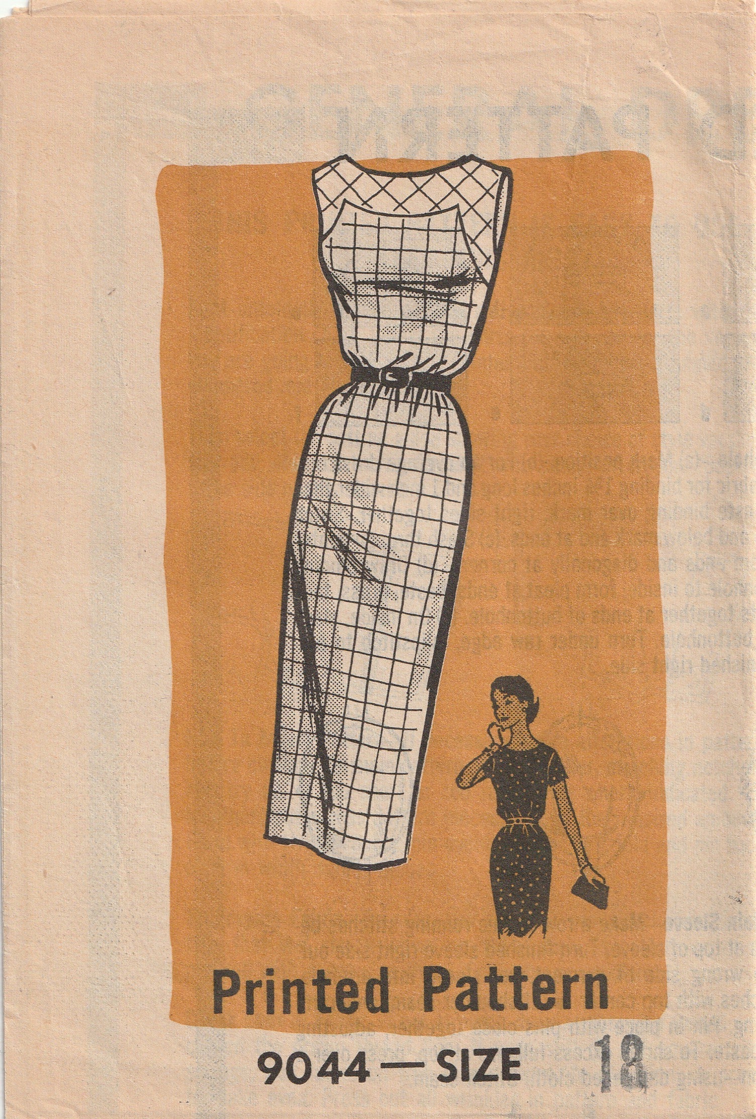 1950s vintage pattern pencil dress marian martin 9044 medium