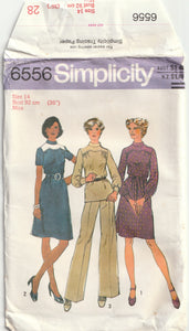 dress with shaped yoke vintage pattern simplicity 6556 1974 bust 92 cm