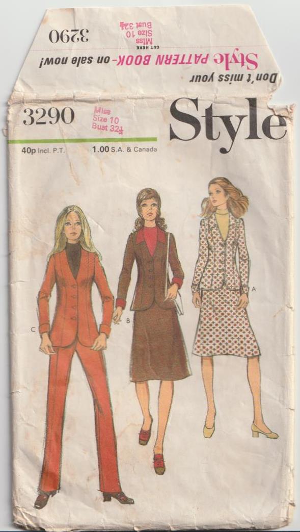 1970s vintage pattern pants skirt and jacket style 3290 1971 small