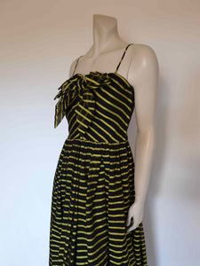 1950s vintage evening gown black and yellow stripes by fairy frocks small