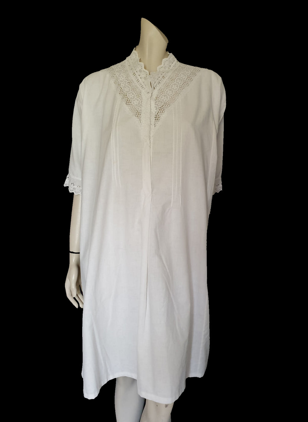 antique 1920s edwardian nightgown boho dress with broderie anglaise eyelet trim - medium