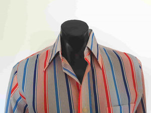 1970s vintage red white and blue striped shirt by glo-weave - medium