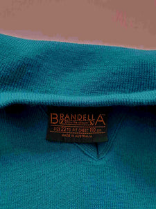 vintage mens blue green teal wool jumper by brandella - XL