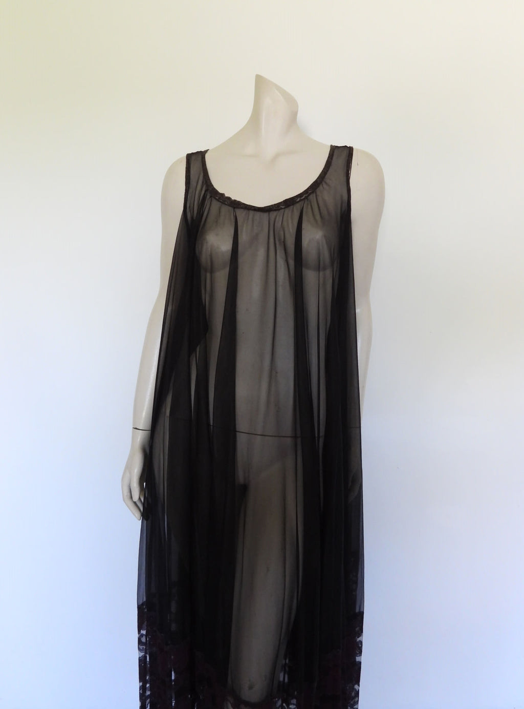 1960s vintage sexy sheer black negligee by radcliffe free size