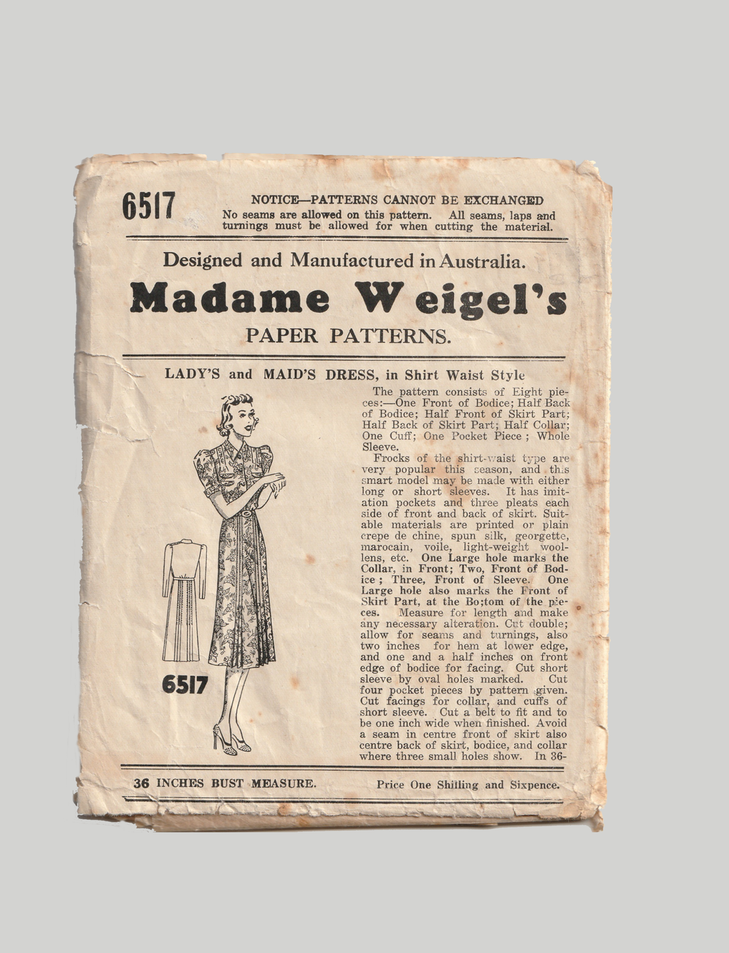 vintage 1930s sewing pattern madame weigels 6517