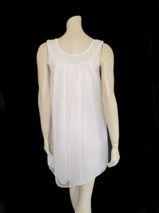 White nylon mini nightgown, nightie, by Tricozette - Small