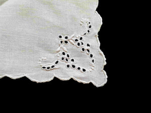 white embroidered vintage handkerchiefs with F monogram