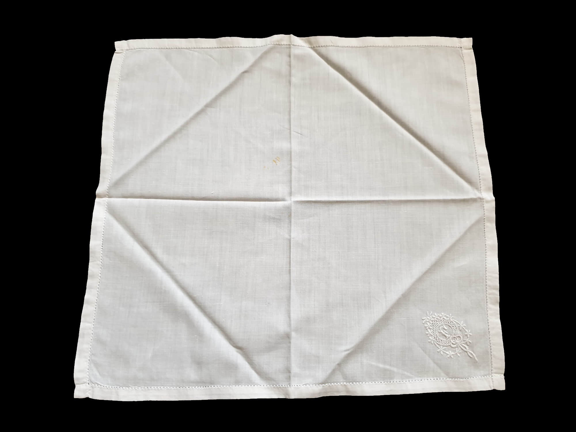 white embroidered vintage handkerchiefs with F monogram