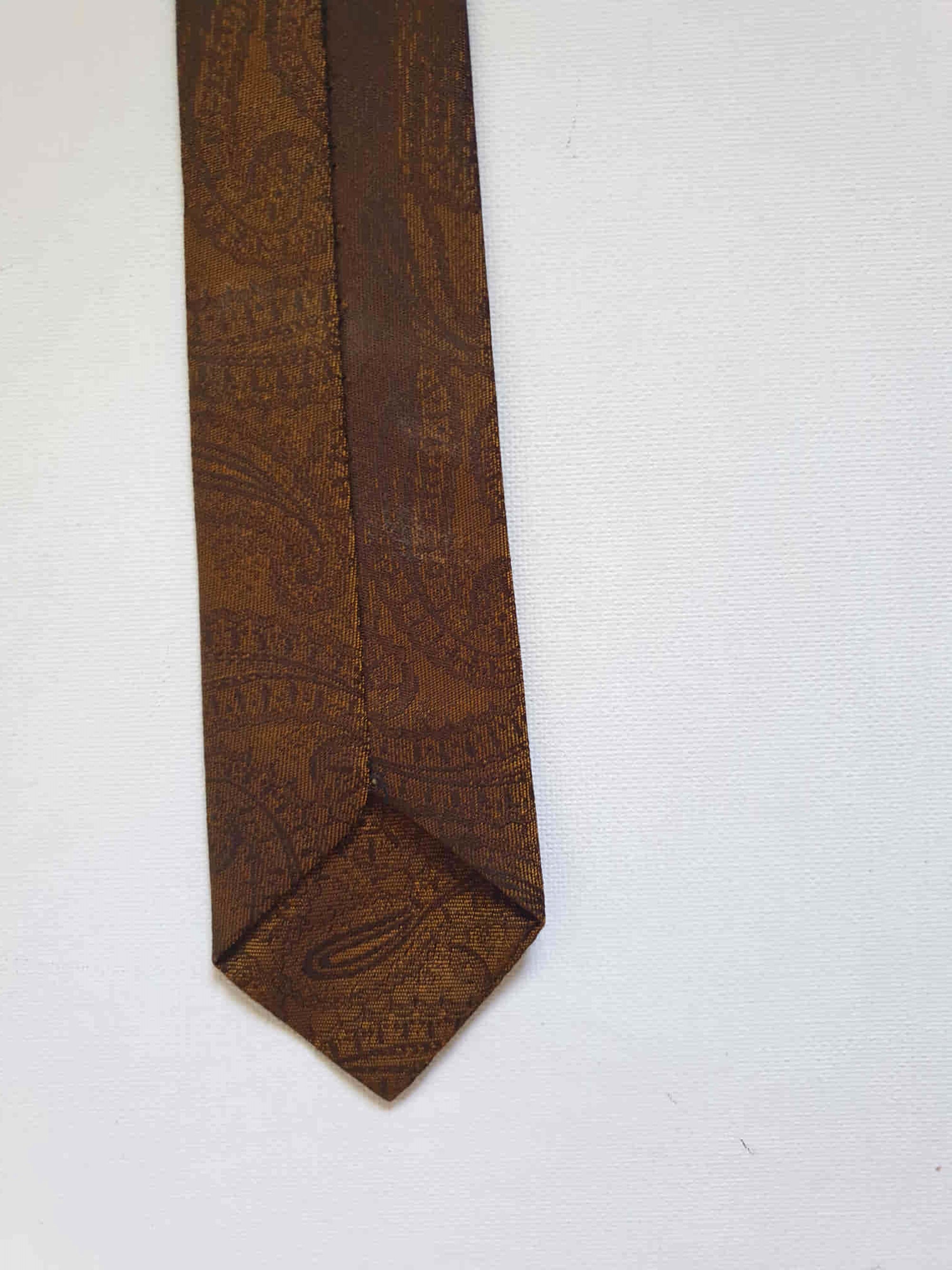 1960s vintage bronze skinny tie by rodney