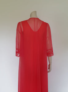 1960s Sheer Red Peignoir and Nightgown Set - M – Louisa Amelia