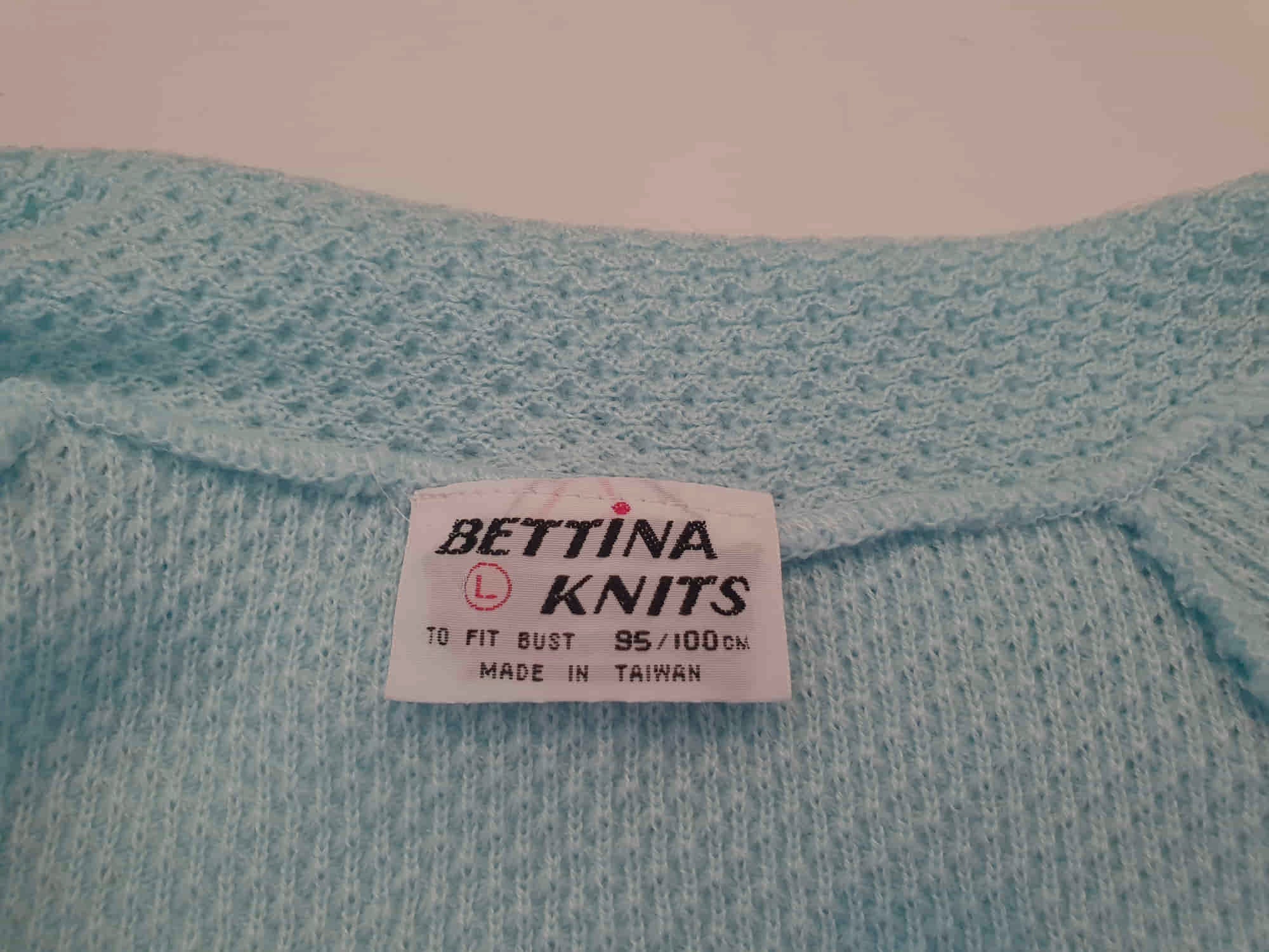 vintage blue knit bed jacket with pompoms by bettina knits medium