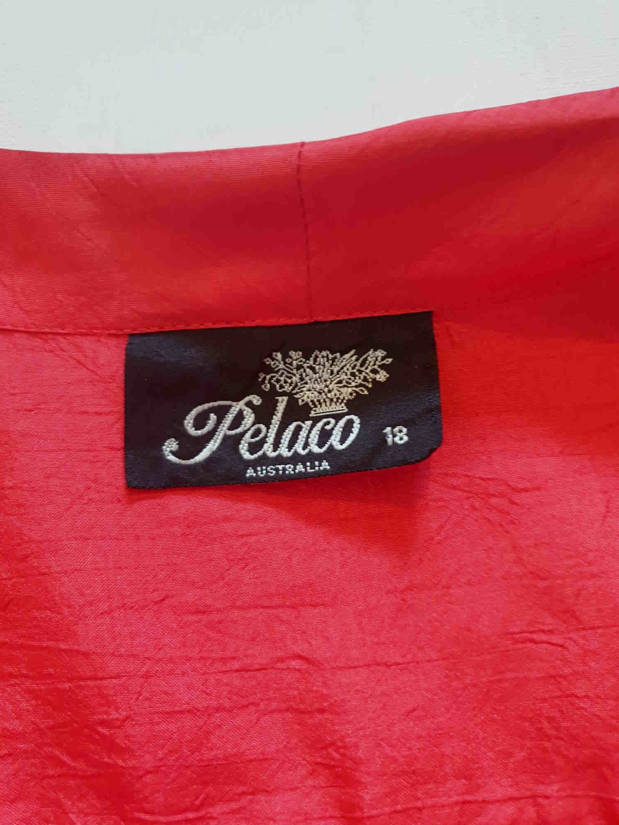 1980s vintage shiny red pussy bow blouse by pelaco large