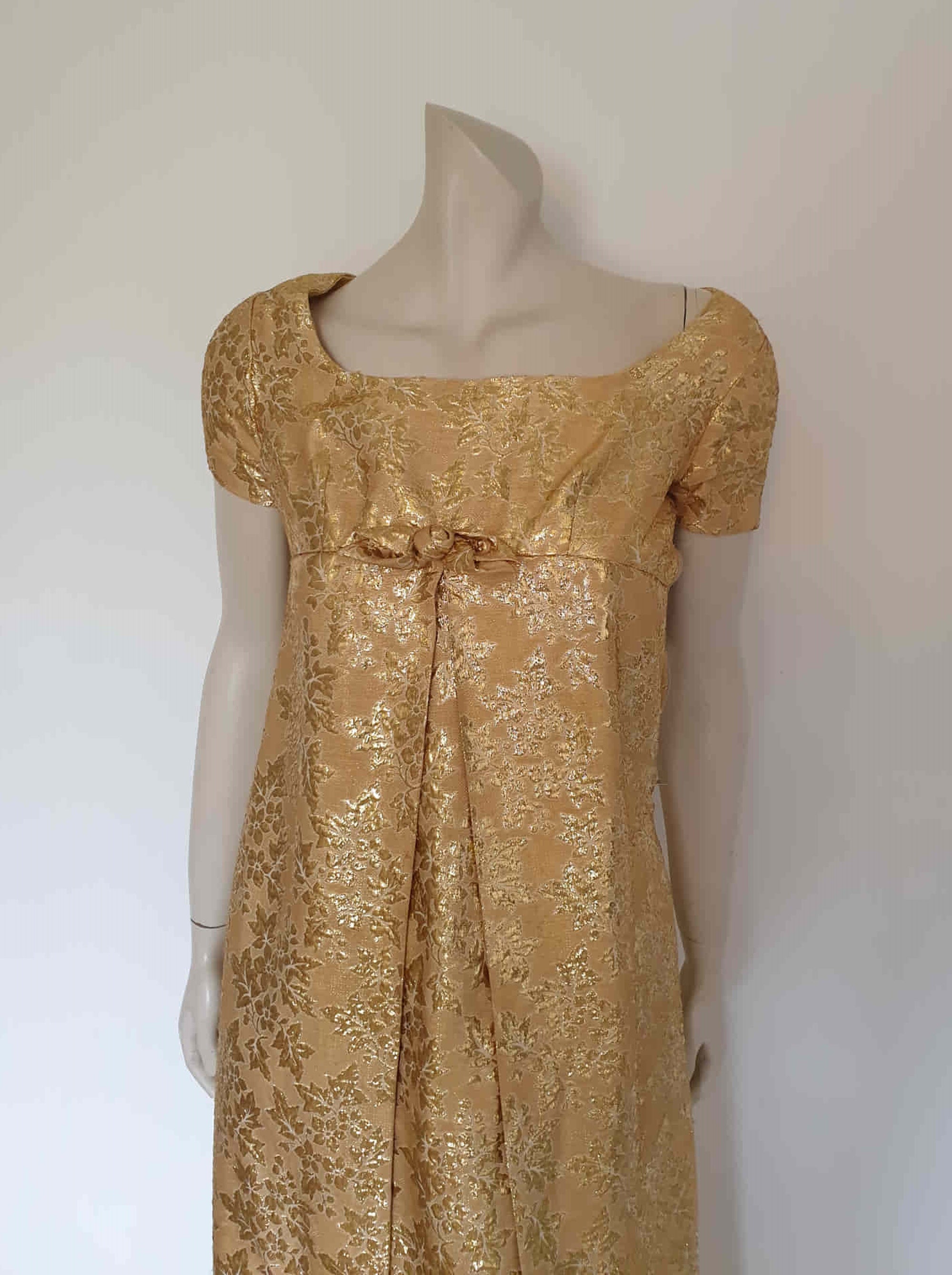 1960s vintage gold brocade evening gown Small 