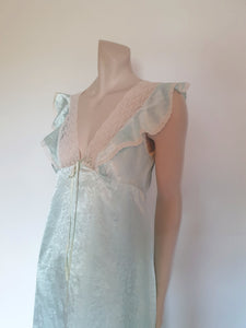 1980s vintage aqua satin nightgown by diamond cut Small