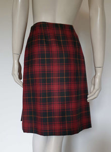 retro brooks bothers plaid red pleated skirt wool  US 4