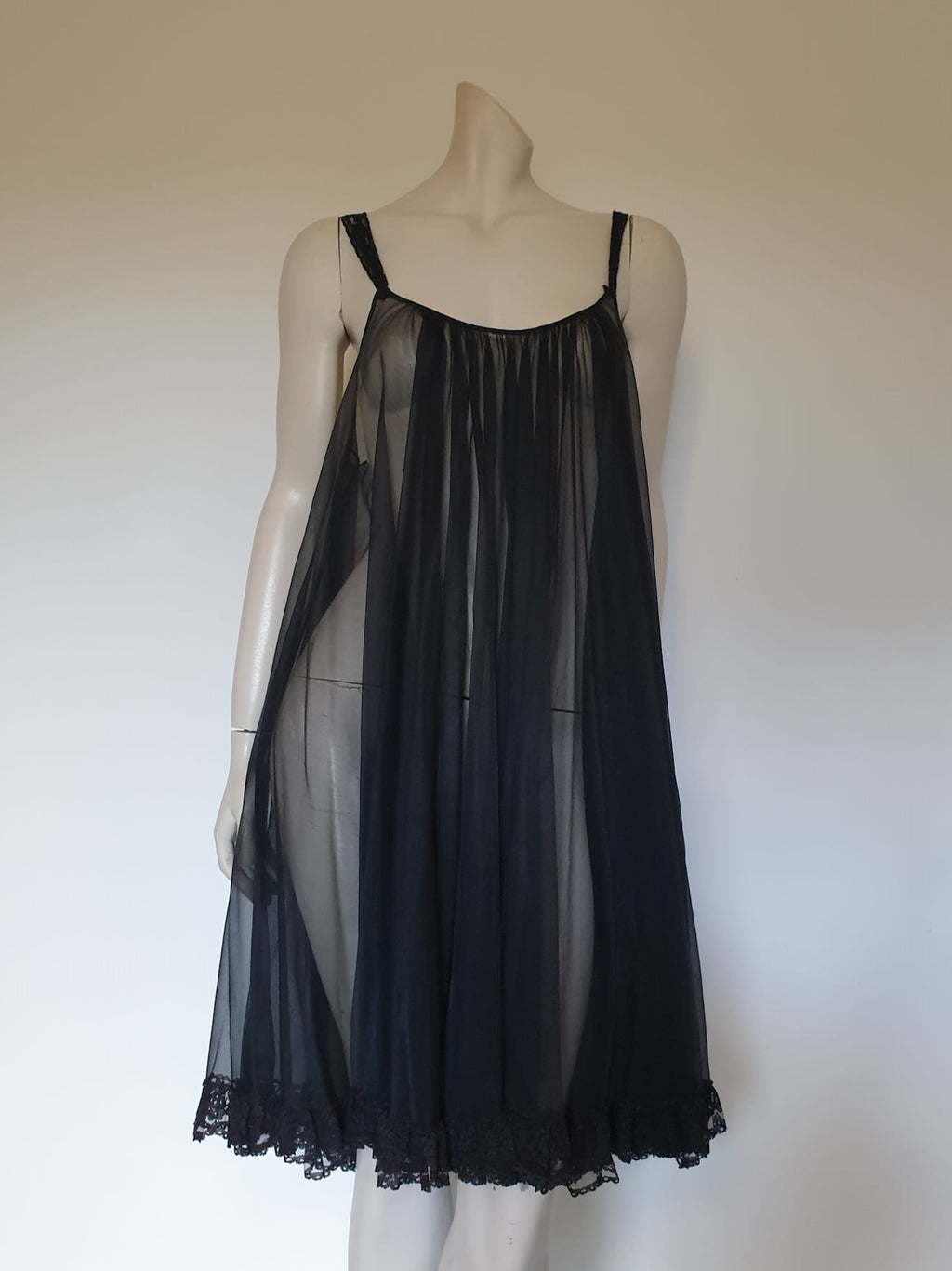 1960s short sheer black nightgown by Tempo