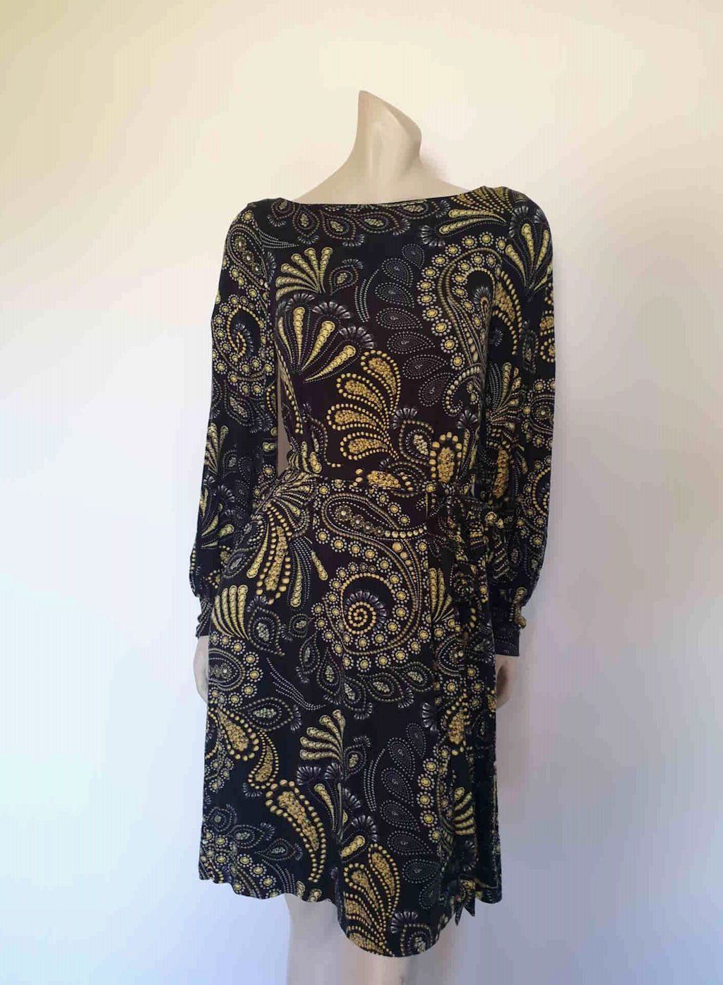 vintage paisley jersey dress by charlie brown size 10