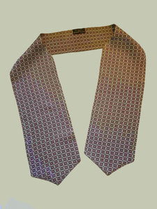 vintage grey and maroon rayon cravat by Tootal