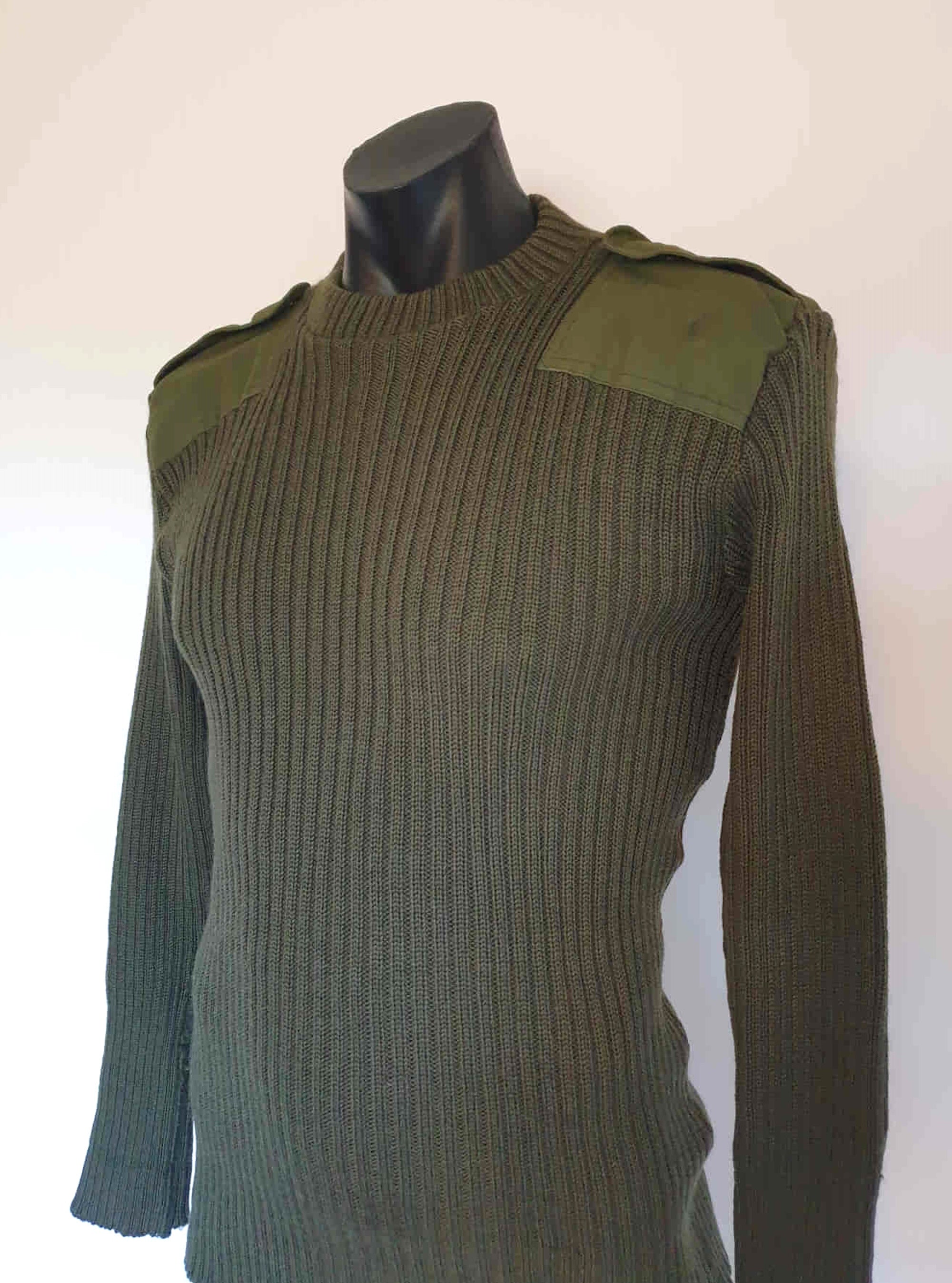 vintage 1980s 1990s army jumper pullover khaki  medium to large