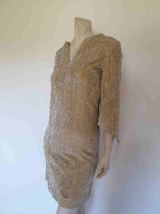 1960s vintage gold lurex mini dress by mary charmaine small