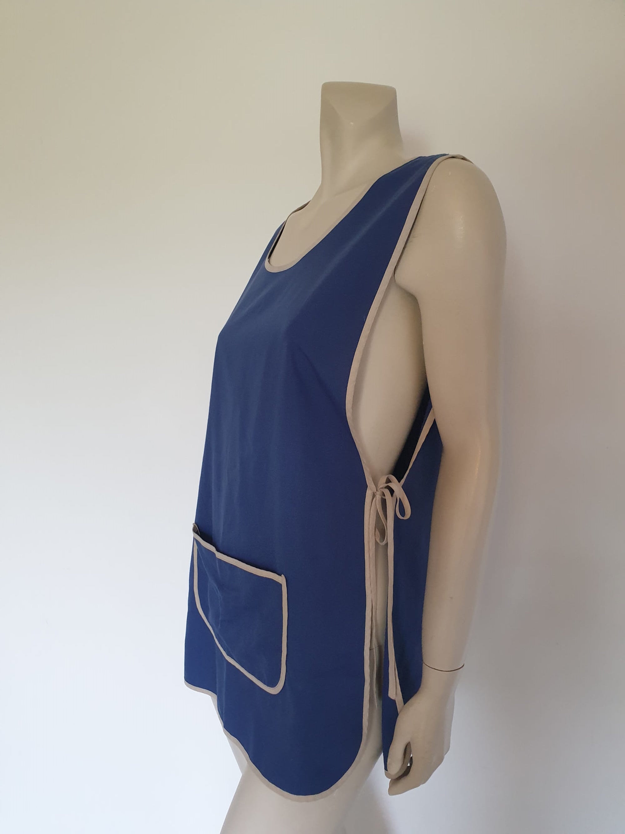 1970s 1980s vintage blue pinafore pinny style apron