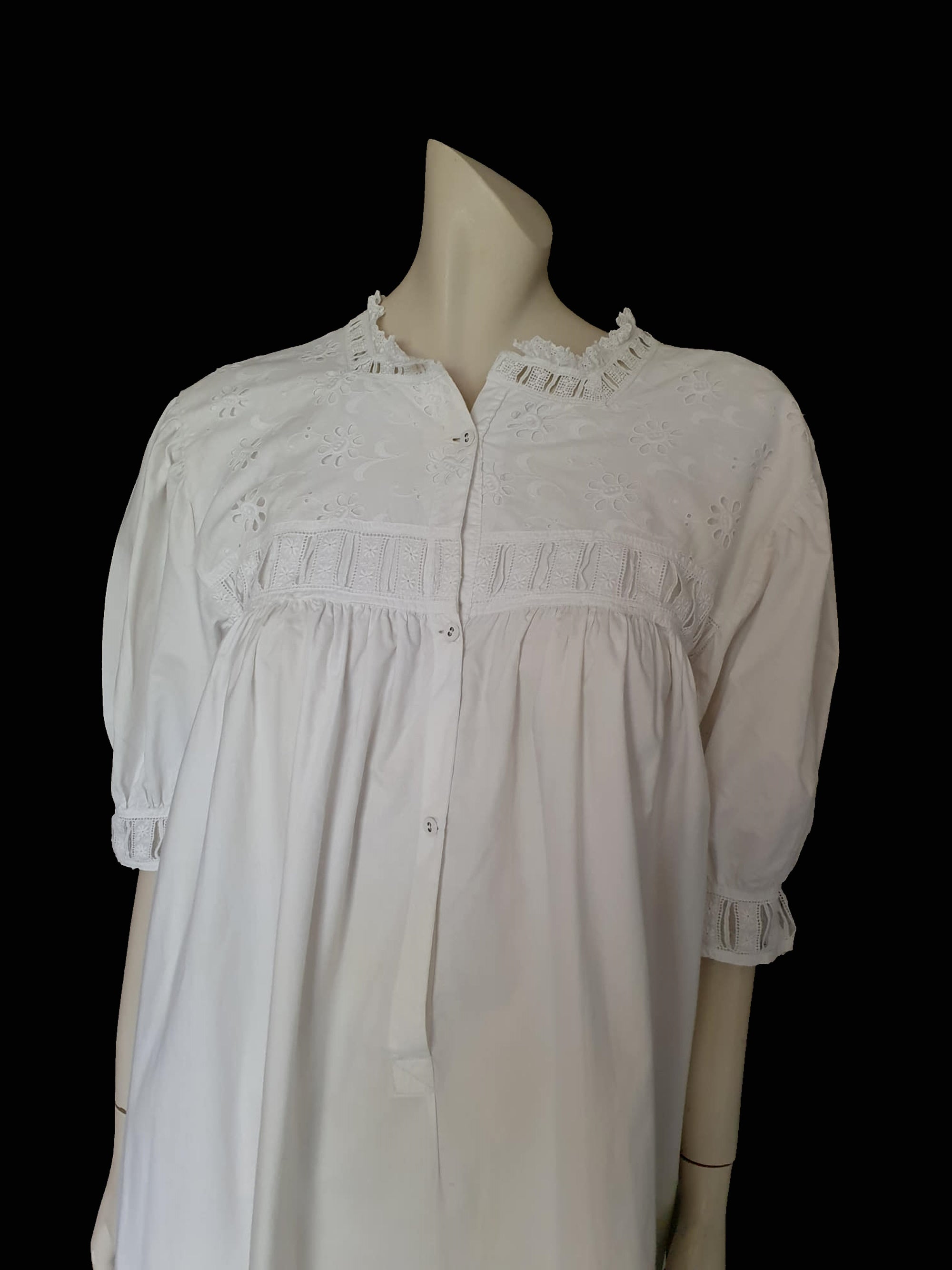 antique vintage night dress with broderie anglaise cottagecore medium