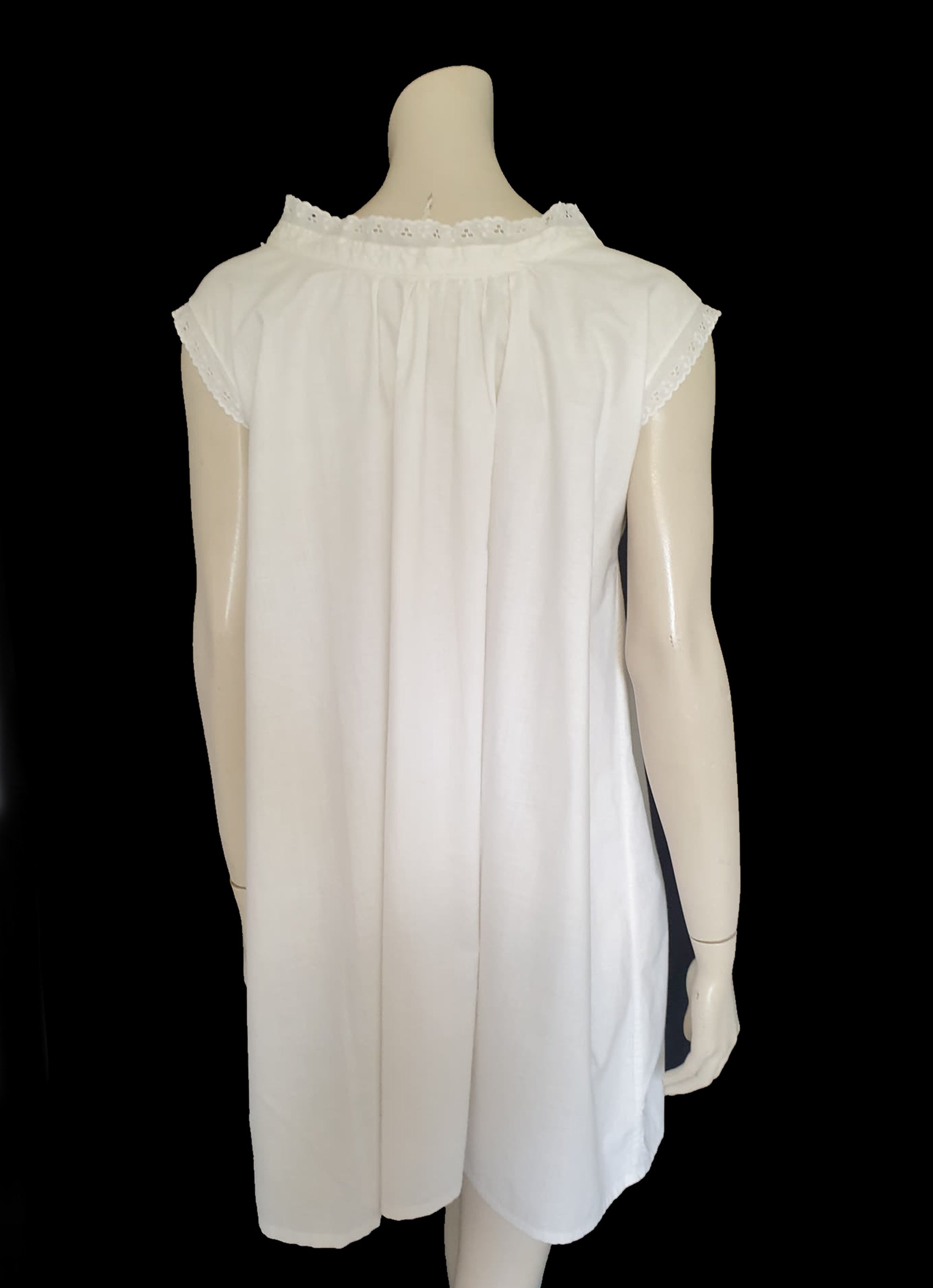 vintage short white petticoat dress with broderie anglaise eyelet trim Small
