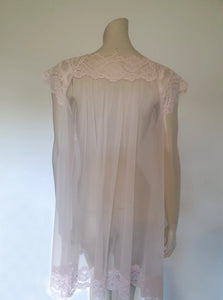 1960s vintage short sheer pale pink robe by shadowline