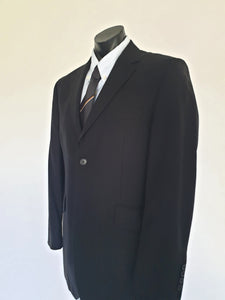 vintage savile row black wool jacket with notched lapels size 102R