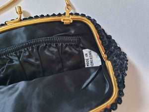 1960s vintage black beaded evening purse
