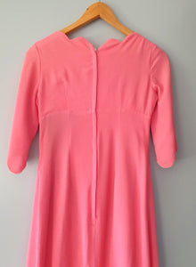 1960s vintage candy pink crepe evening gown extra small