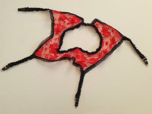 vintage red and black lace garter belt suspender belt by estelle