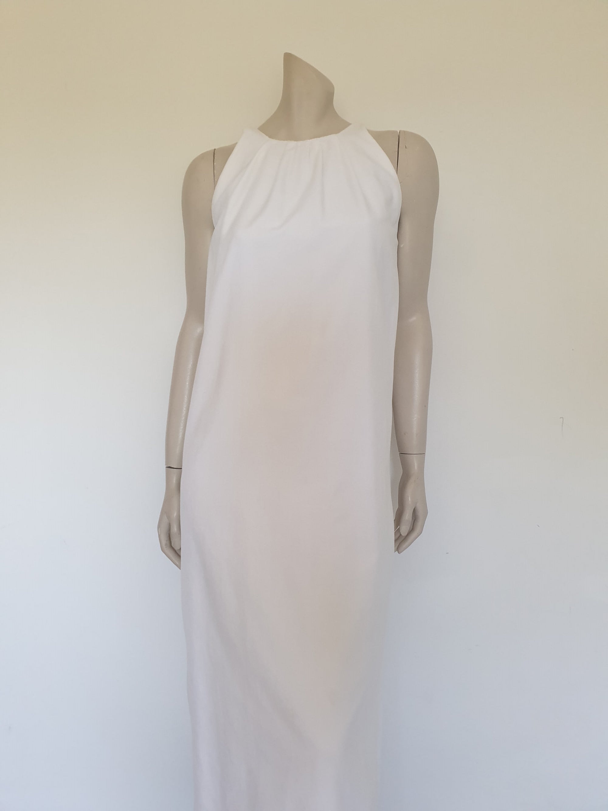 1970s vintage white velvet maxi dress small