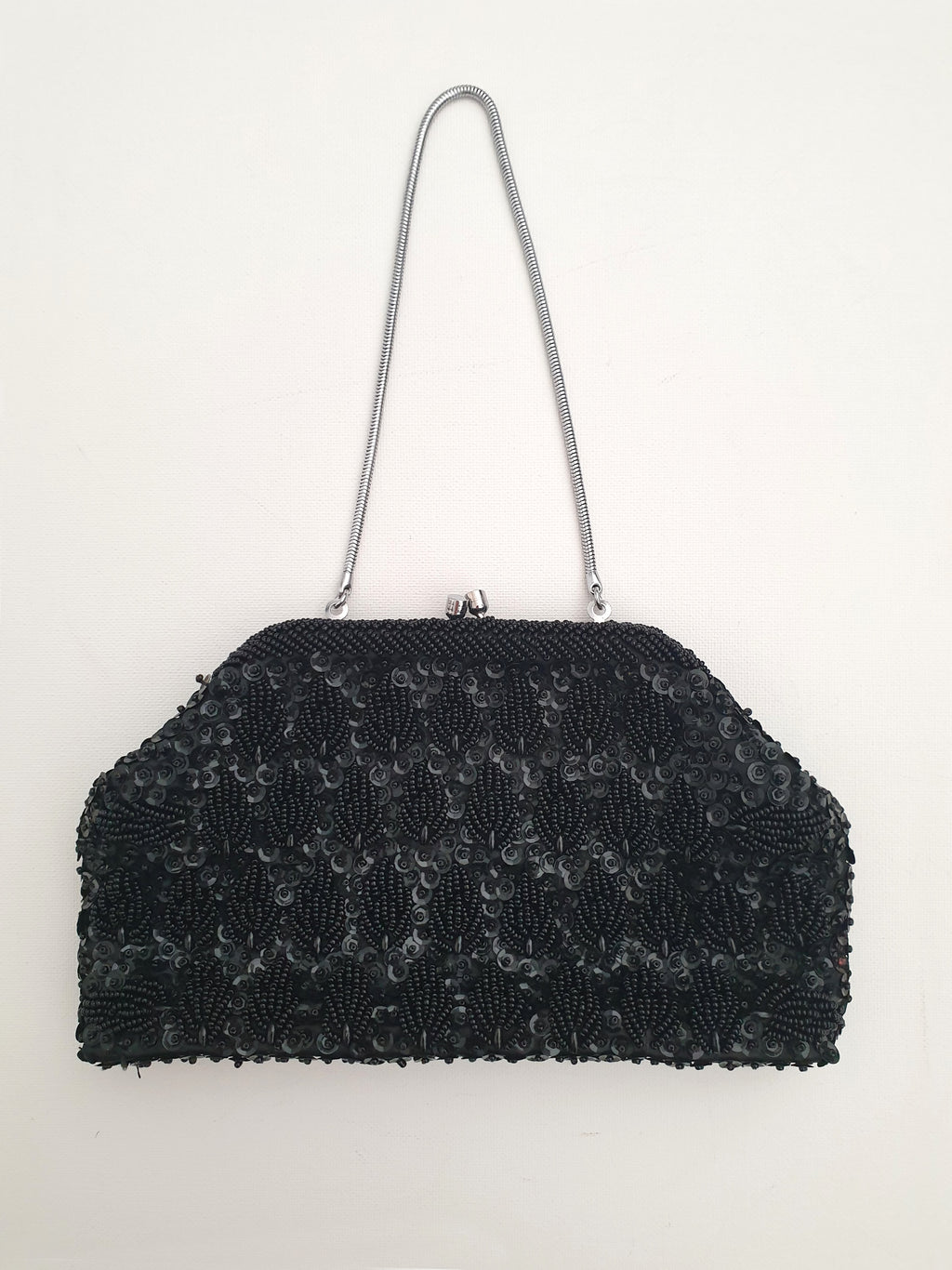 1960s vintage black beaded evening bag or purse