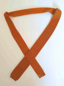 1960s Knitted Tan Tie With Square Blade