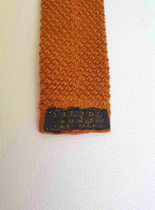 1960s Knitted Tan Tie With Square Blade