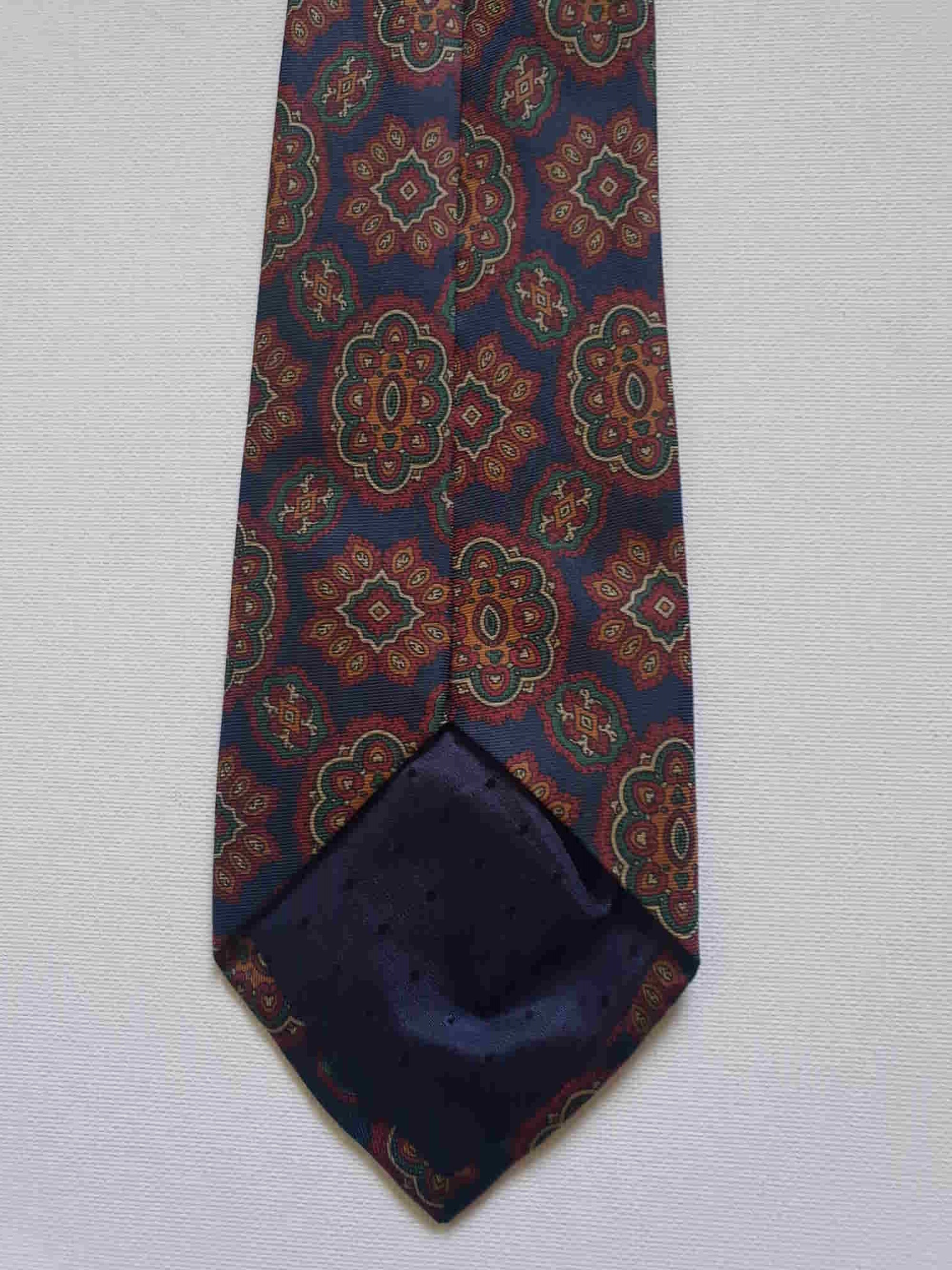 vintage navy blue and maroon paisley silk tie by hardy amies