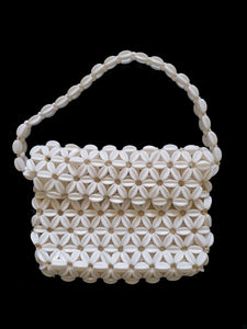 vintage 1960s white flower beaded bag by lanza