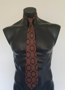 vintage navy blue and maroon paisley silk tie by hardy amies