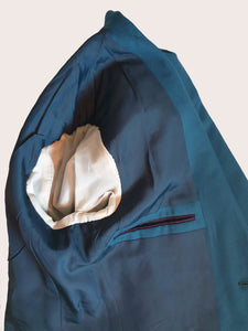 1970s vintage blue belt back jacket wool blend by fletcher jones size 99 short