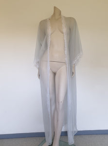 vintage sheer sexy ice blue peignoir or robe with white lace - Sears