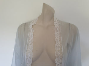 vintage sheer sexy ice blue peignoir or robe with white lace - Sears