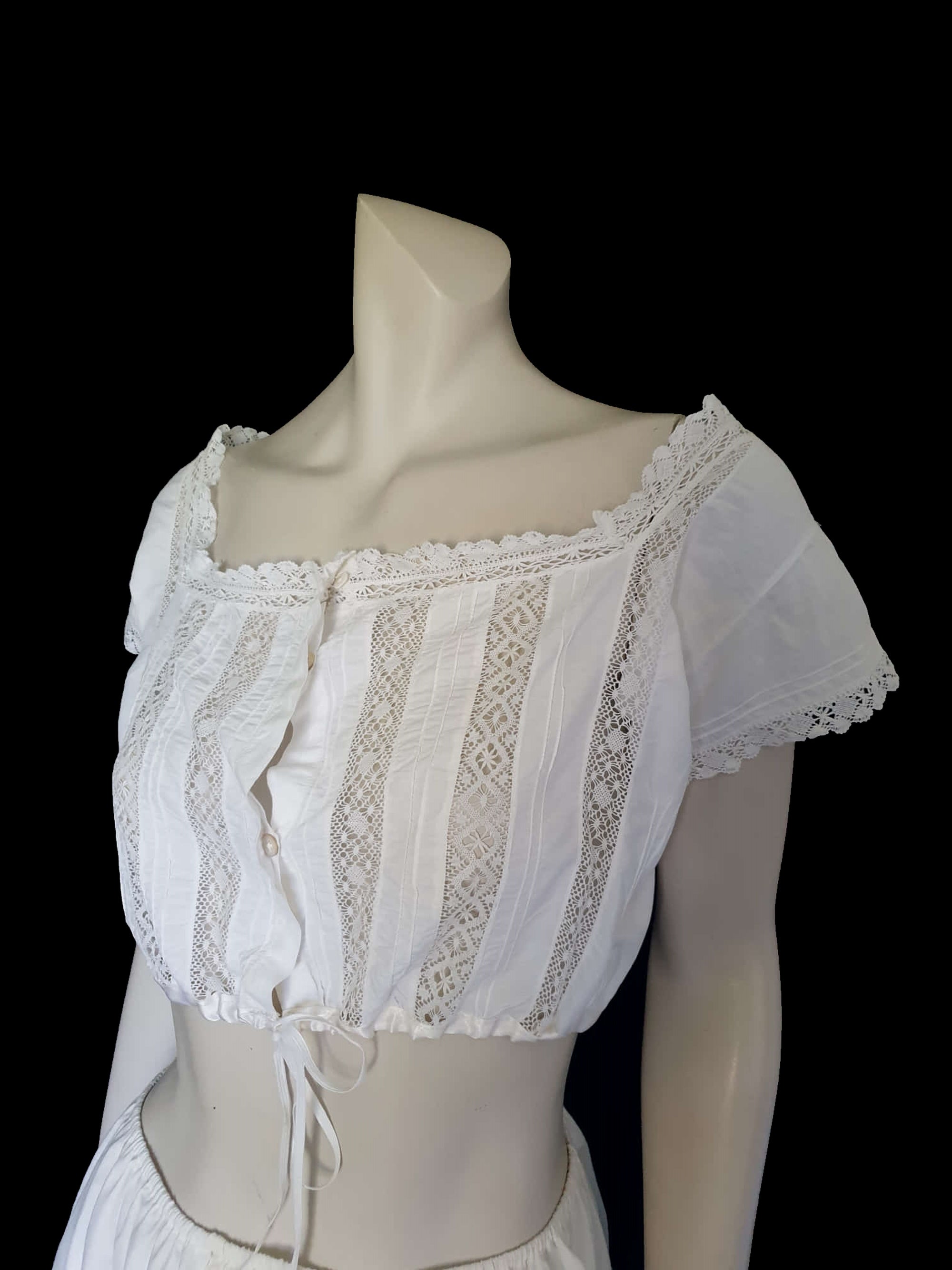 Vintage Edwardian White Cotton Camisole Corset Cover Stays Boning