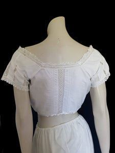 antique edwardian corset cover camisole with lace insertion and pin tucks small 